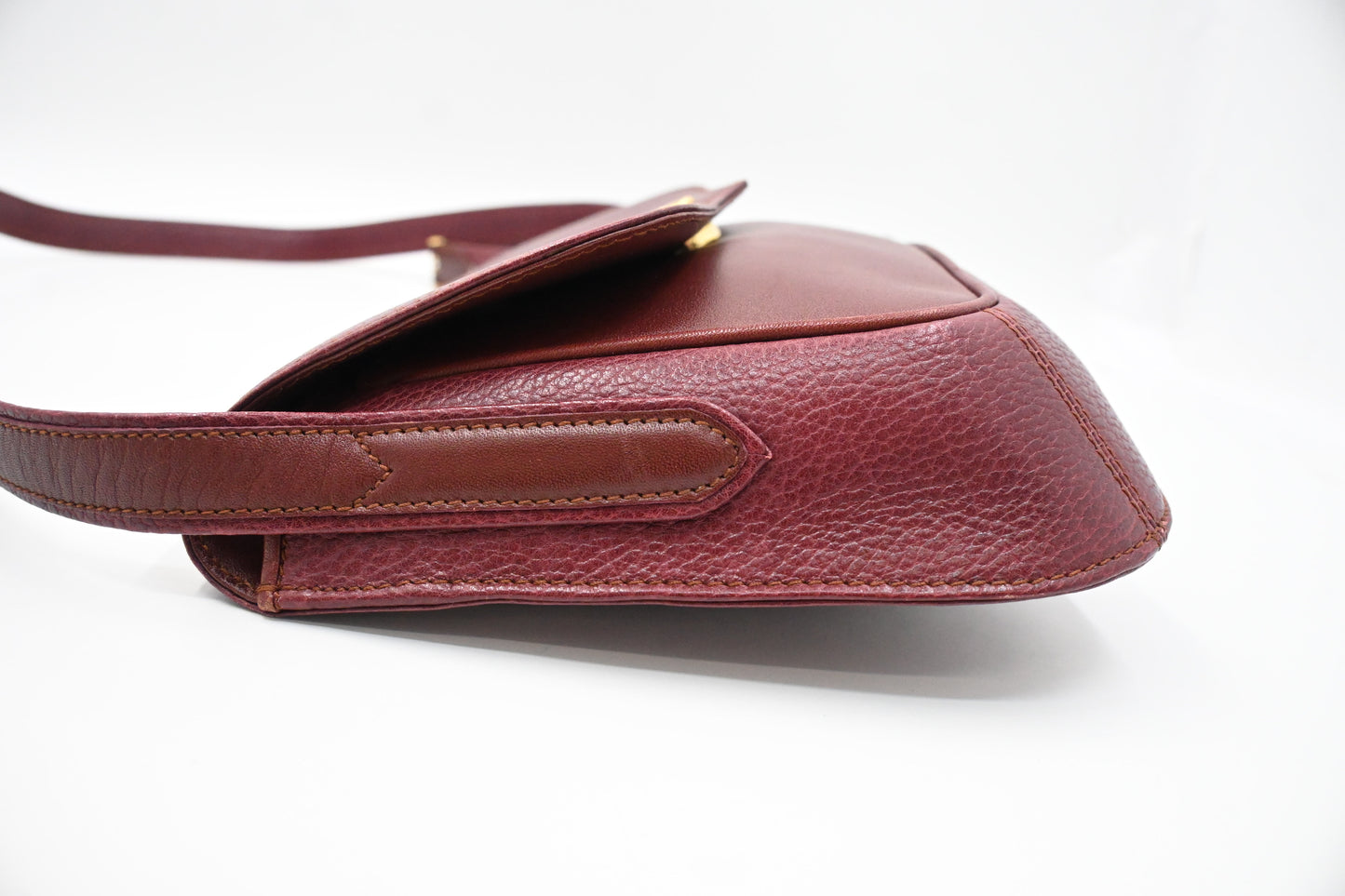 Cartier Flap Shoulder Bag in Burgundy Leather