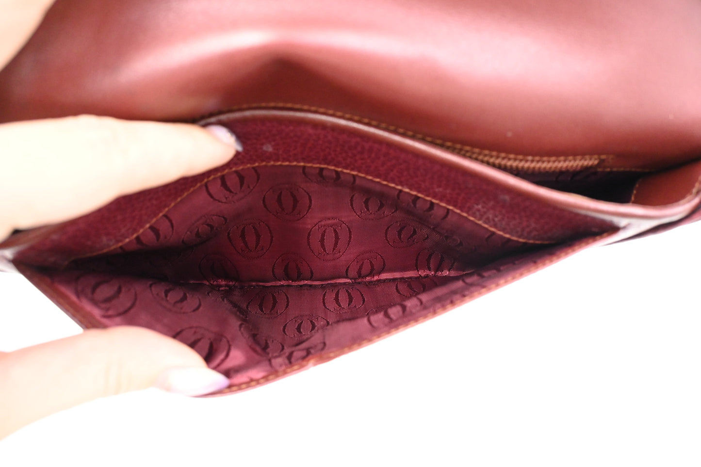 Cartier Flap Shoulder Bag in Burgundy Leather