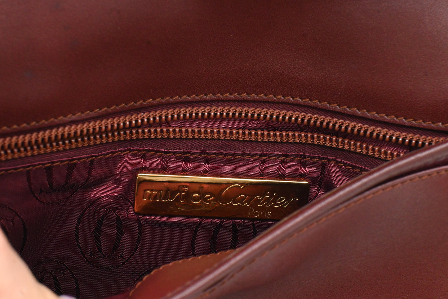Cartier Flap Shoulder Bag in Burgundy Leather