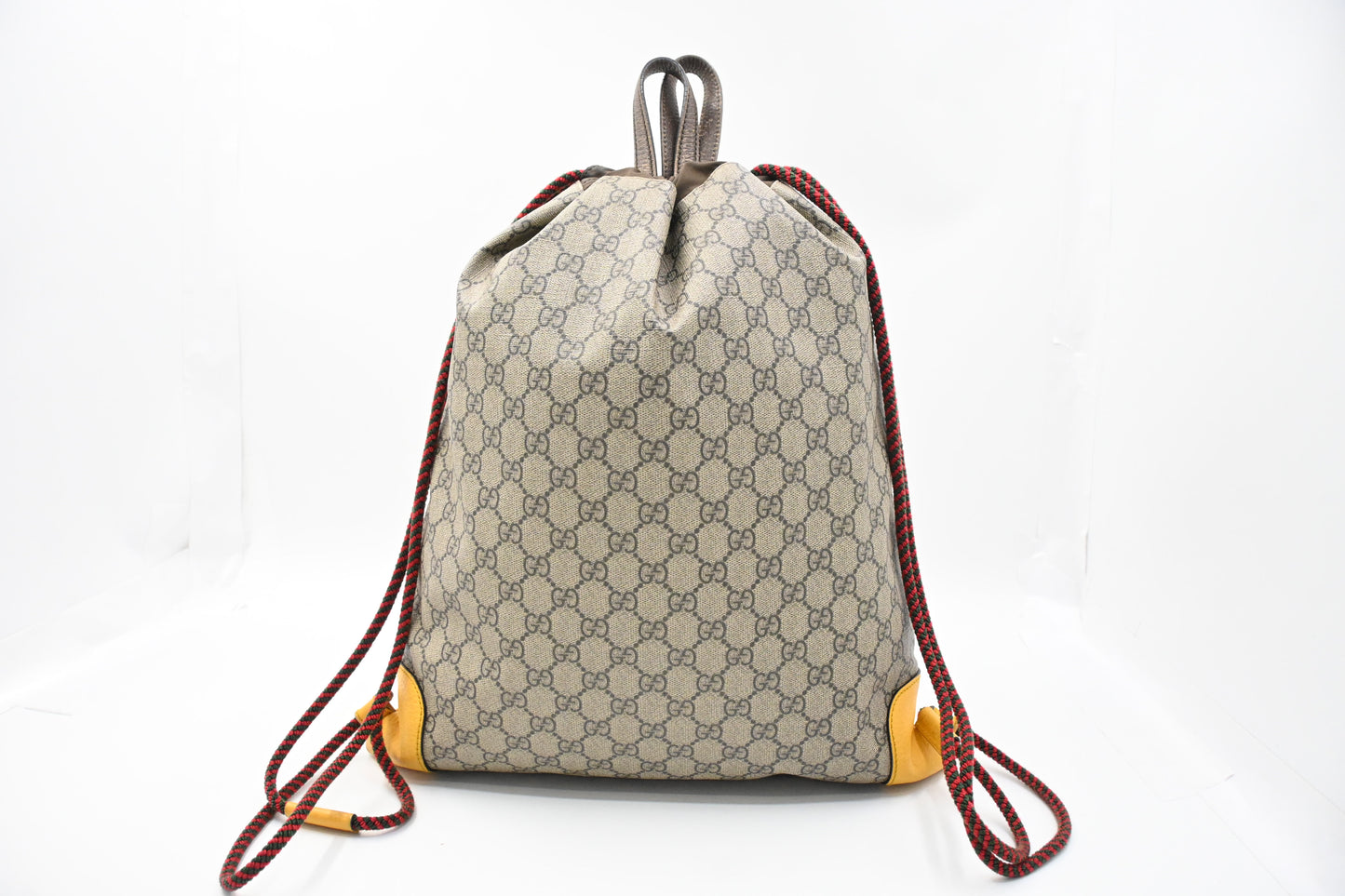 Gucci Tiger Drawstring Backpack in GG Supreme Canvas