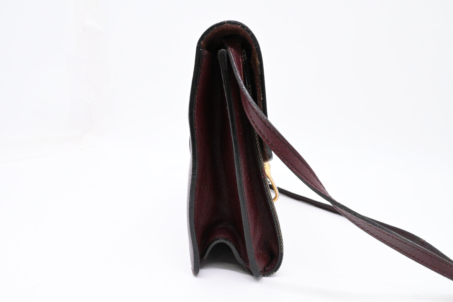 Burberry Crossbody in Burgundy Leather and Checked Canvas