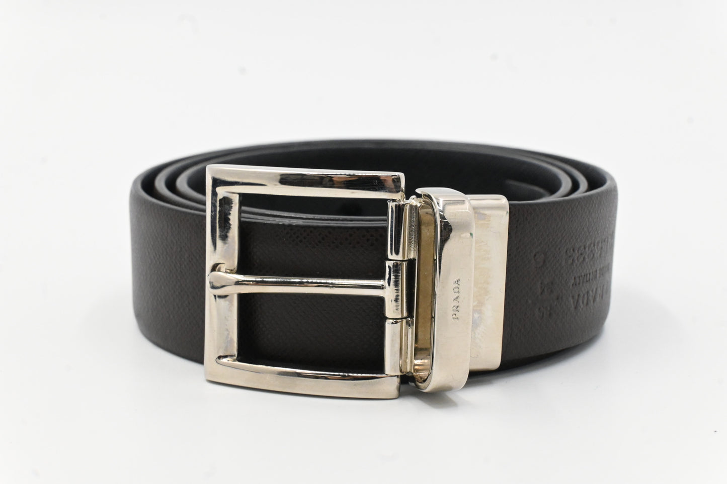 Prada Reversible Belt in Black and Brown Saffiano Leather