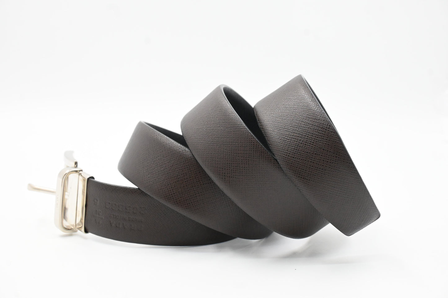 Prada Reversible Belt in Black and Brown Saffiano Leather
