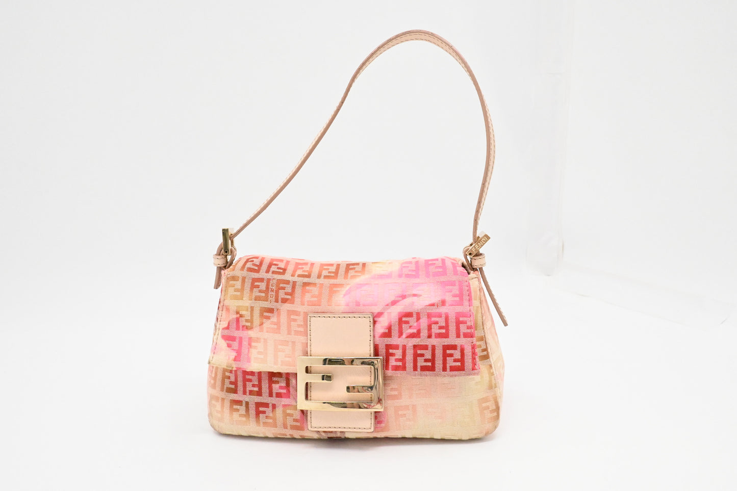 Fendi Mama Mini Baguette in Pink Floral Zucchino Canvas
