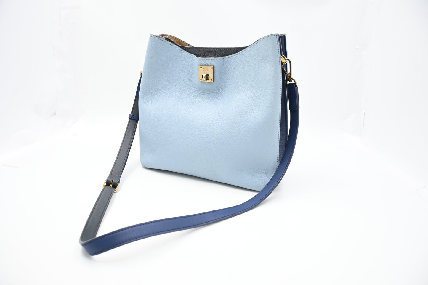 MCM Crossbody Bag in Blue Leather