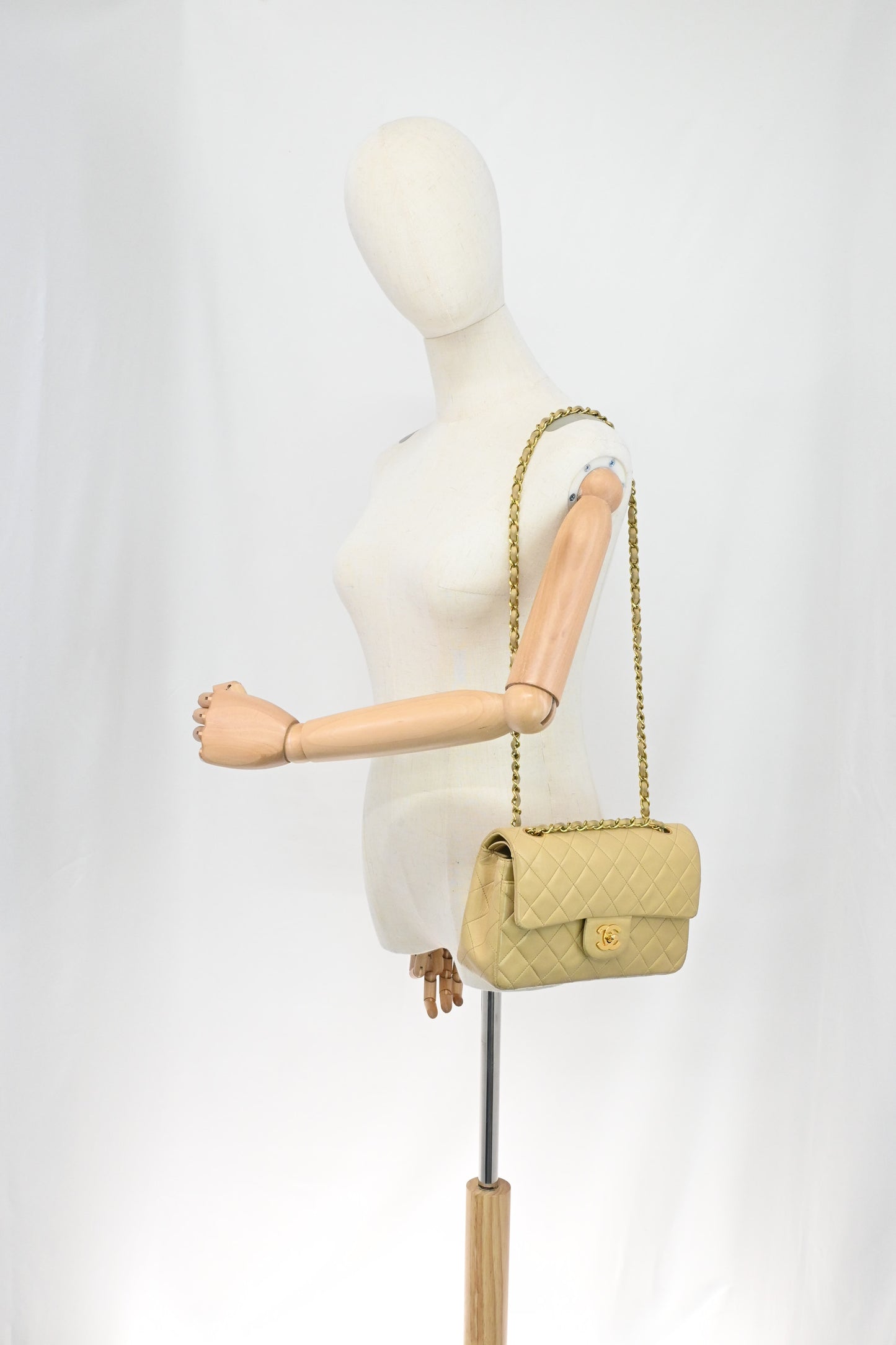 Chanel Small Double Flap in Beige Mattelassé Leather