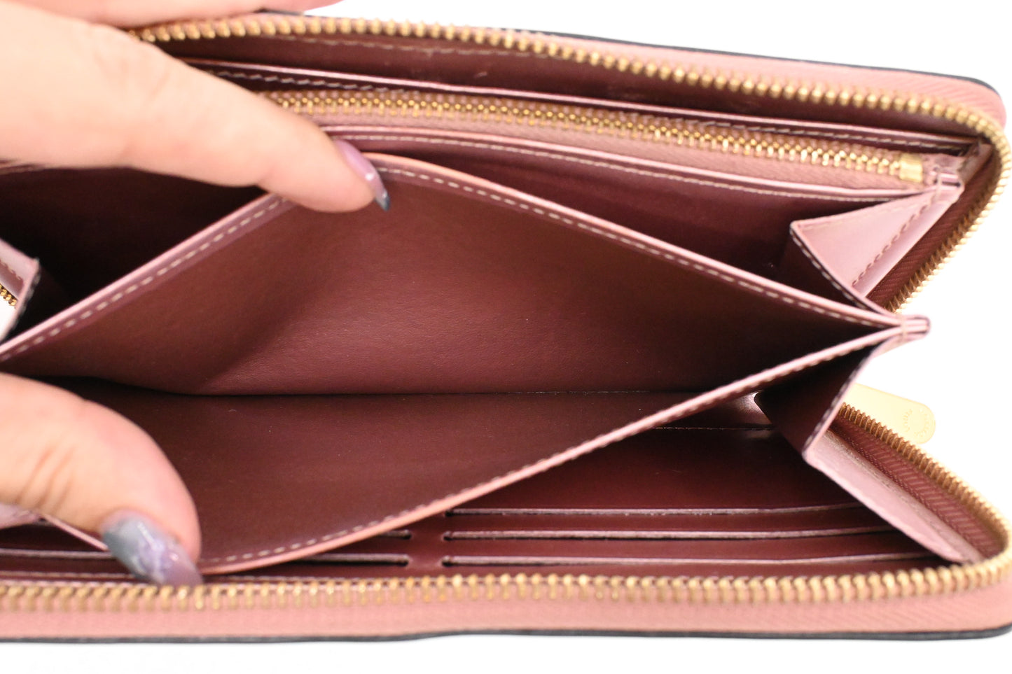 Louis Vuitton Long Zippy Wallet in Pink Metallic Vernis Leather