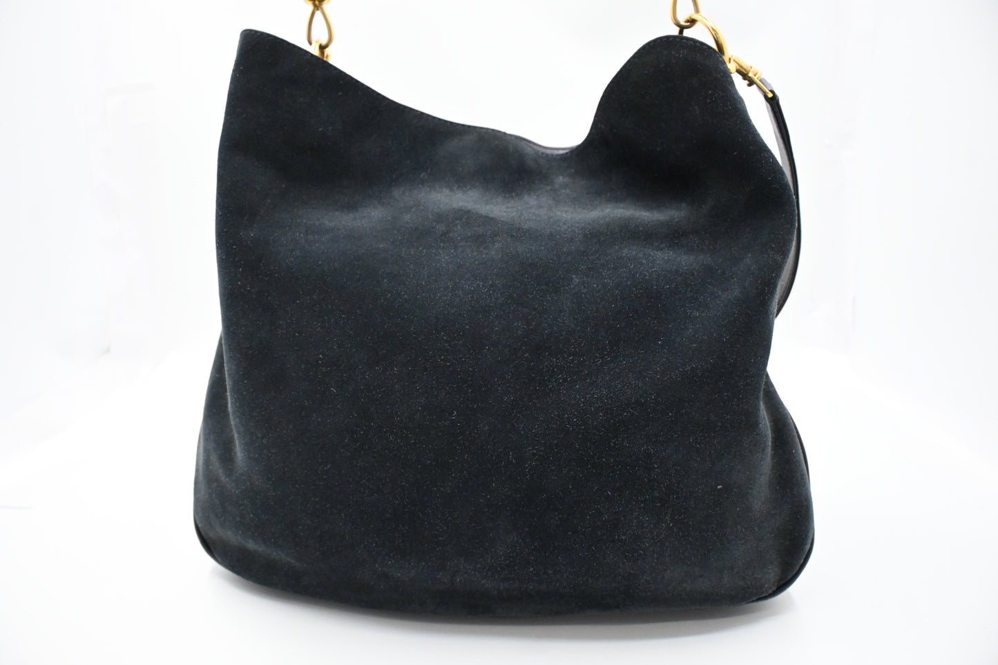Gucci 2-Way Bamboo Tote Bag in Dark Blue Suede