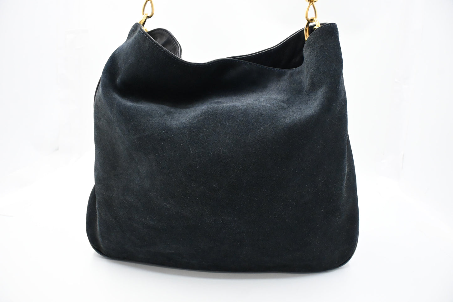 Gucci 2-Way Bamboo Tote Bag in Dark Blue Suede