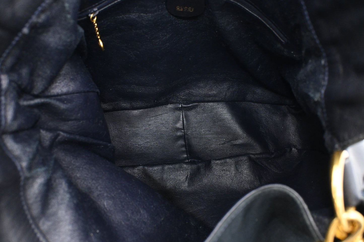 Gucci 2-Way Bamboo Tote Bag in Dark Blue Suede