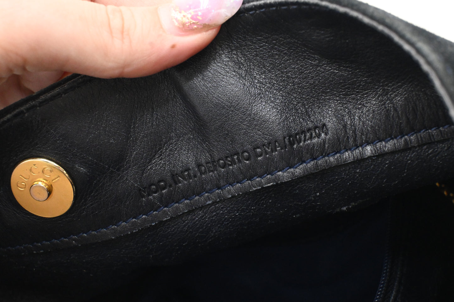 Gucci 2-Way Bamboo Tote Bag in Dark Blue Suede