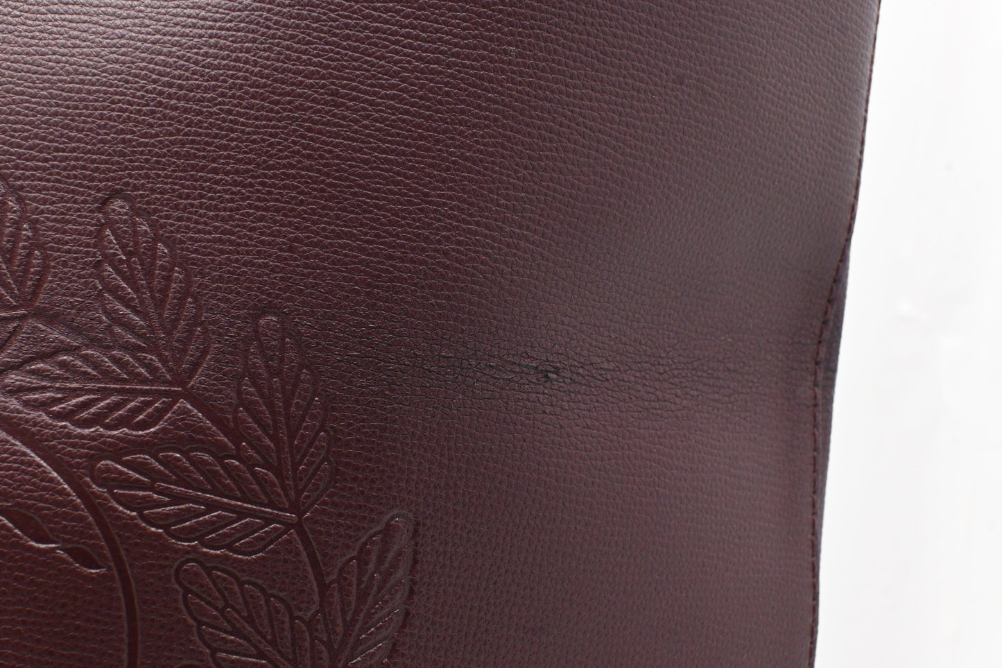 Burberry Large Embossed Tote in Burgundy Leather