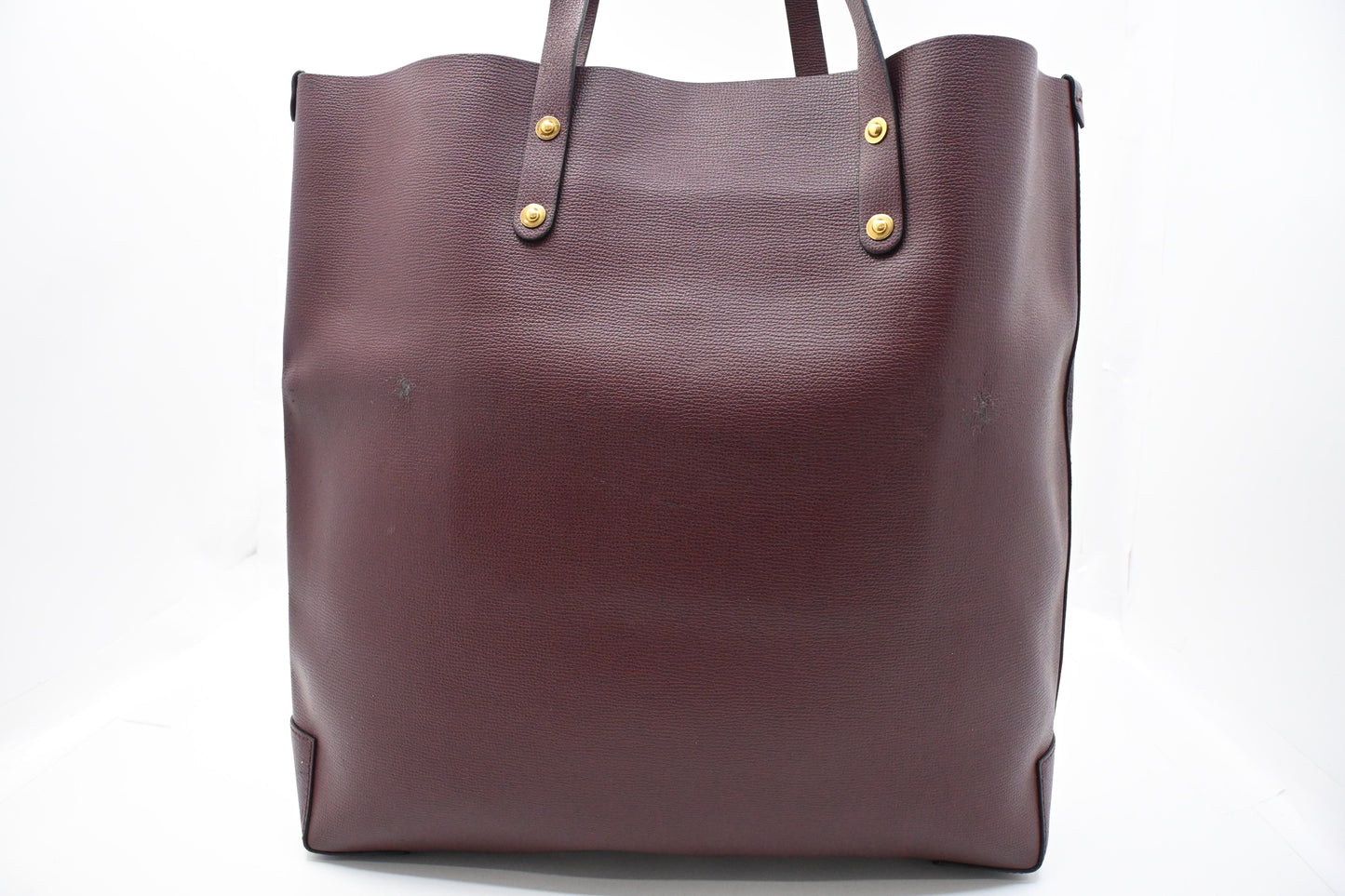 Burberry Large Embossed Tote in Burgundy Leather