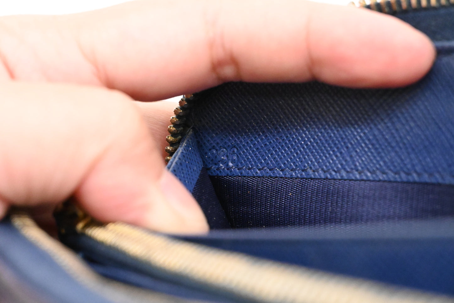 Prada Long Zippy Wallet in Saffiano Blue Leather