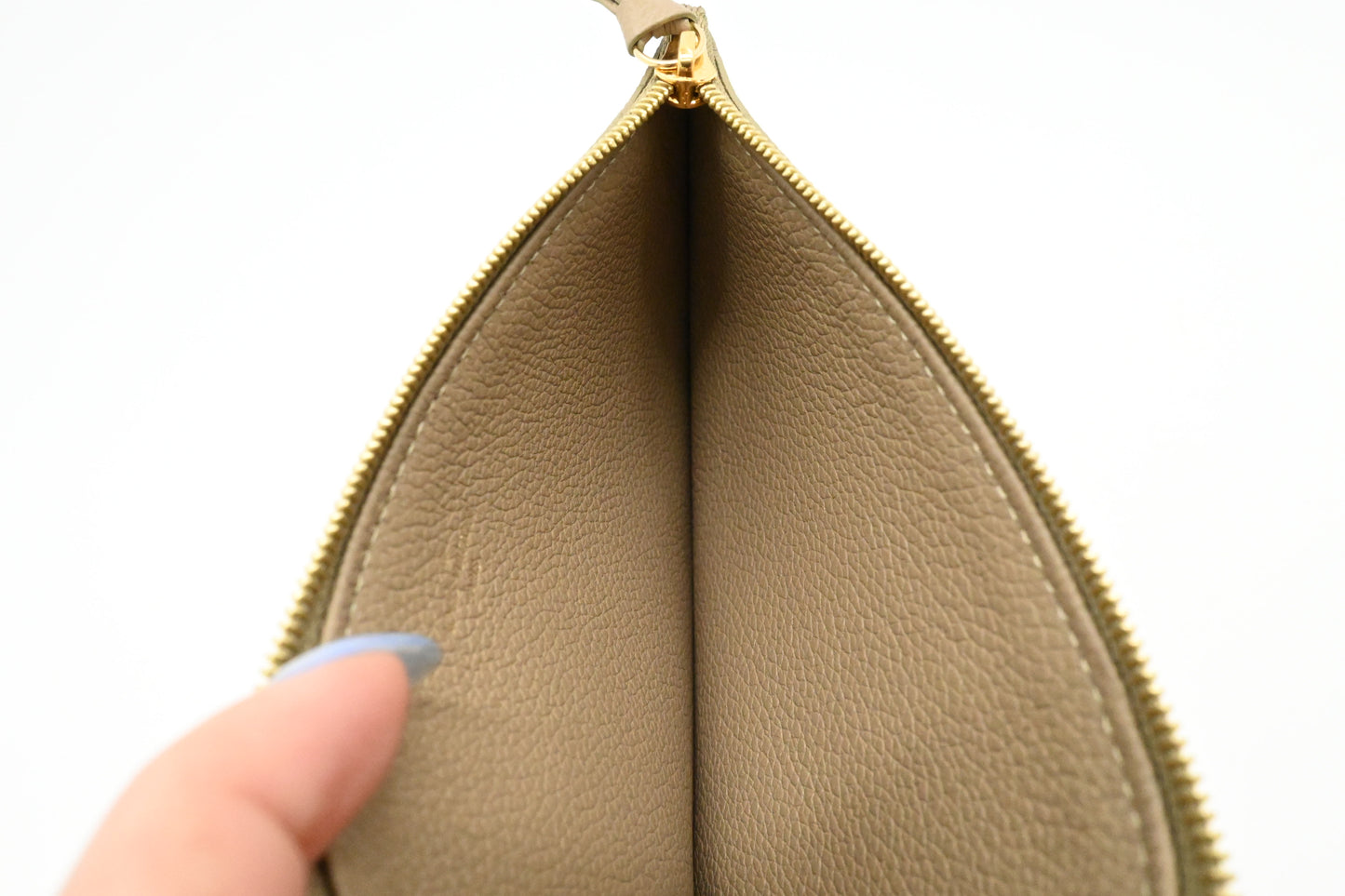 Louis Vuitton Felicie Pouch in Green and Beige Bicolor Empreinte Leather