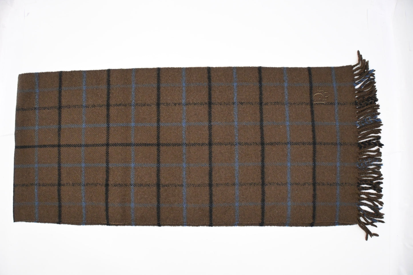 Dior Scarf in Brown Checked Wool