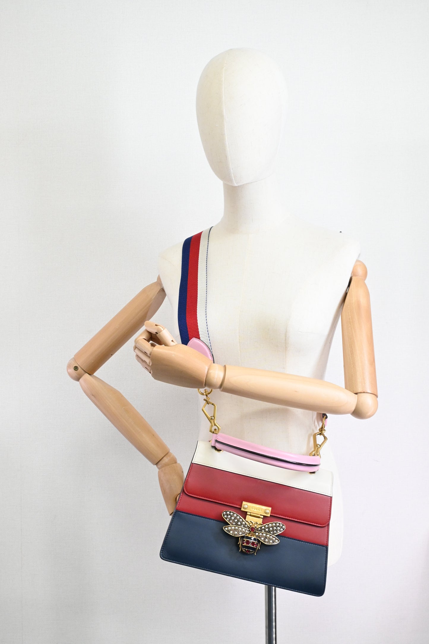 Gucci Queen Margaret Shoulder Bag in Red, White, and Blue Leather