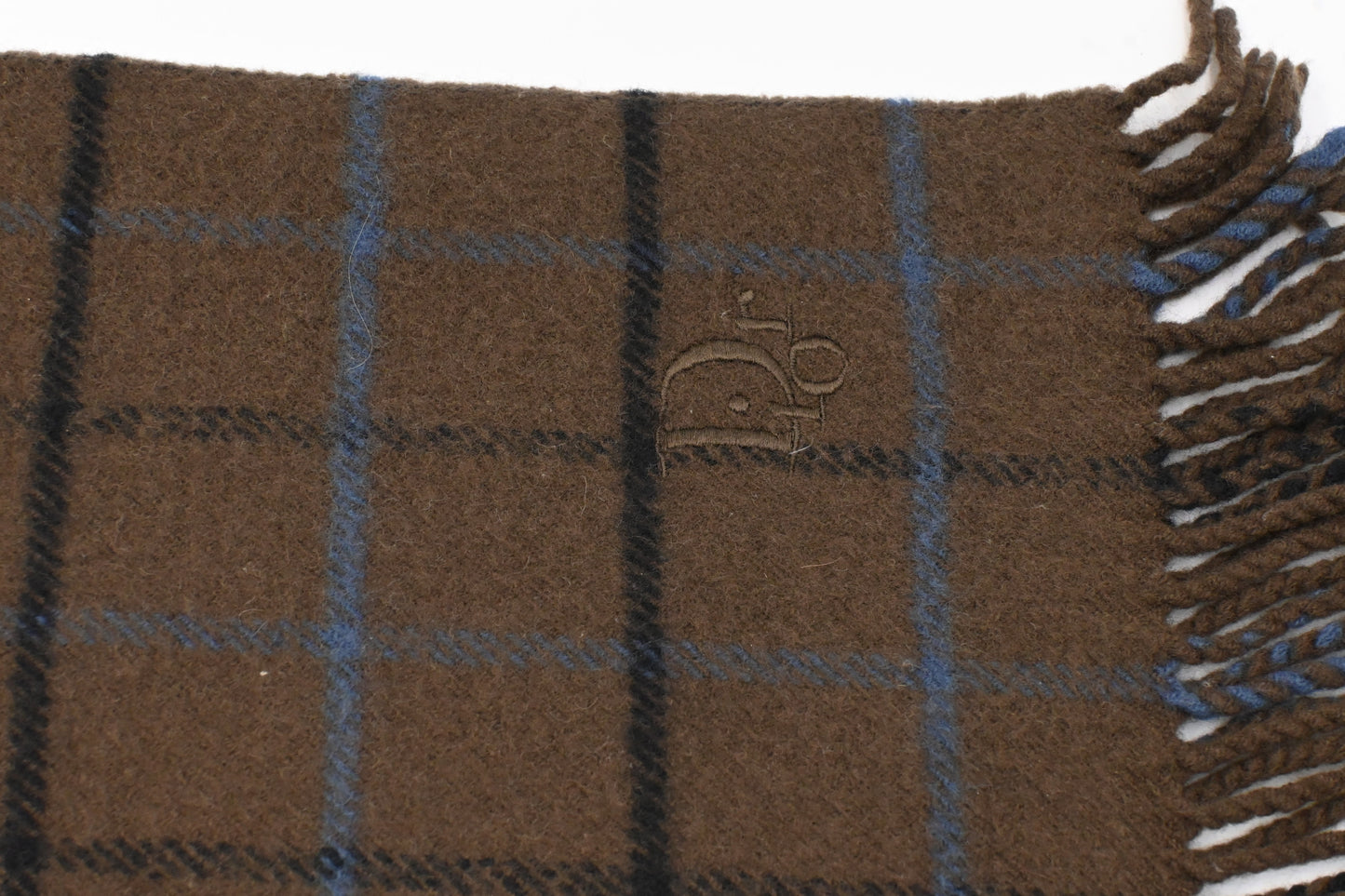 Dior Scarf in Brown Checked Wool