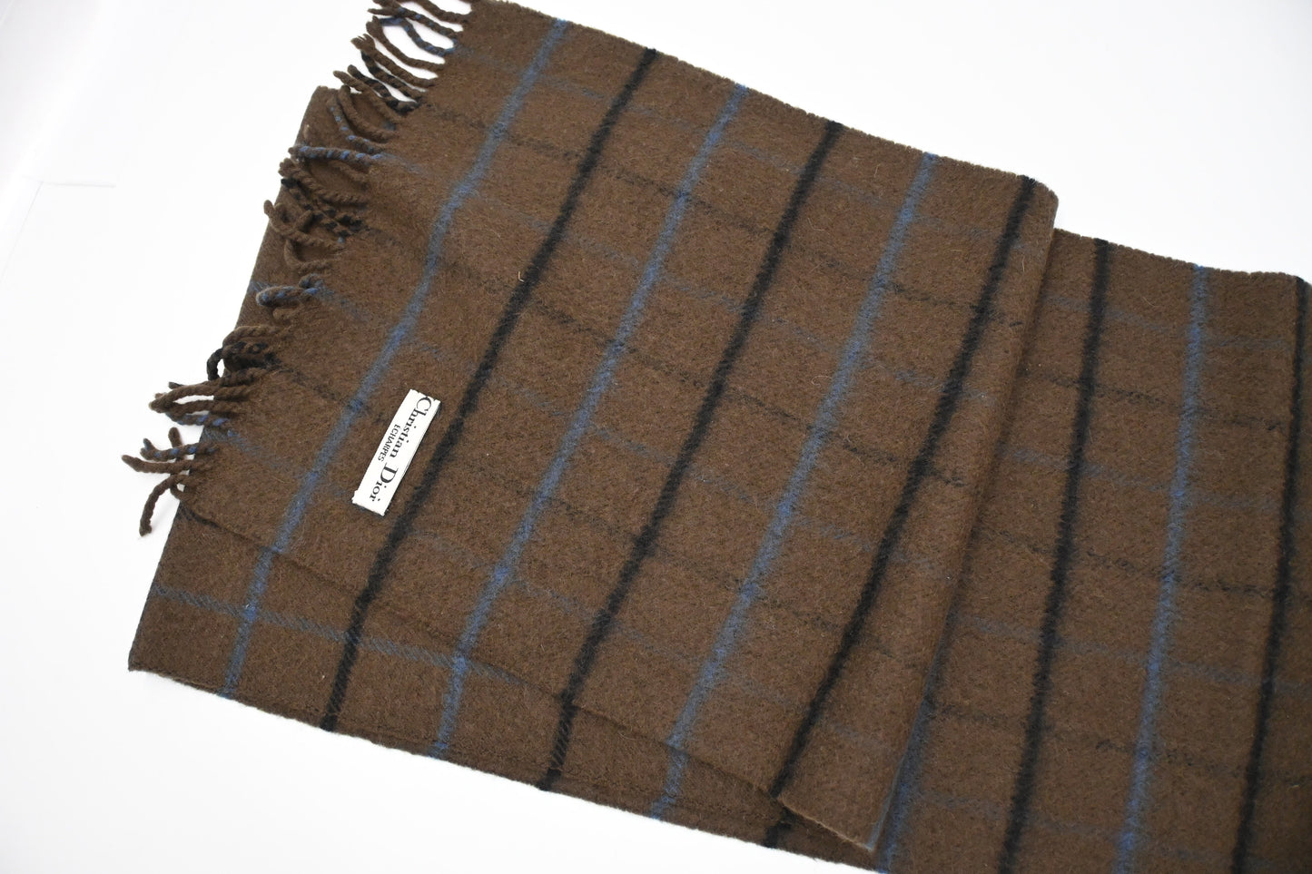 Dior Scarf in Brown Checked Wool