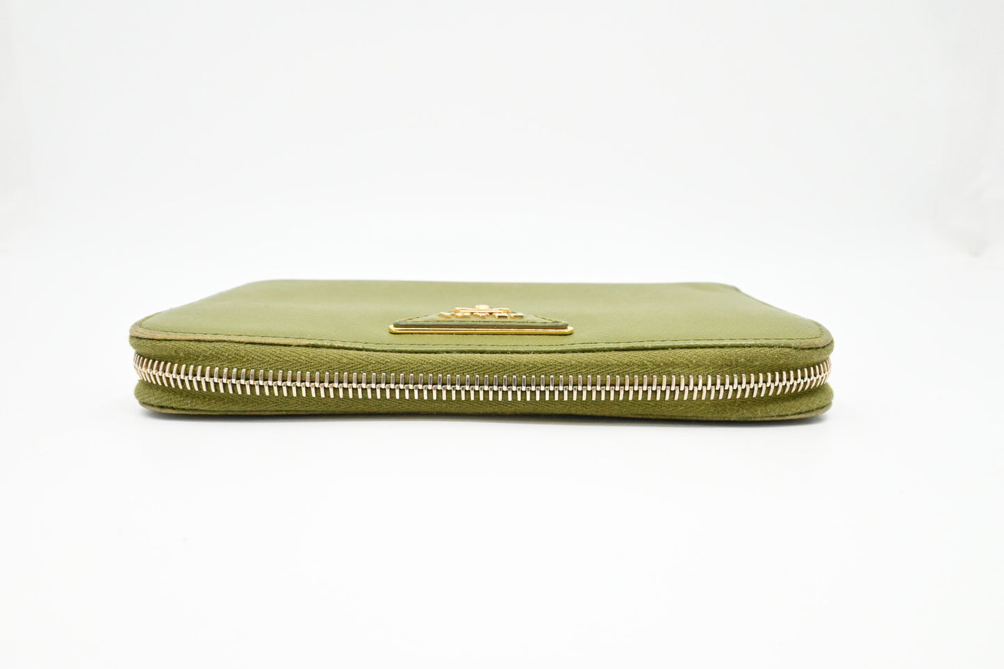 Prada Zippy Wallet in Green Leather