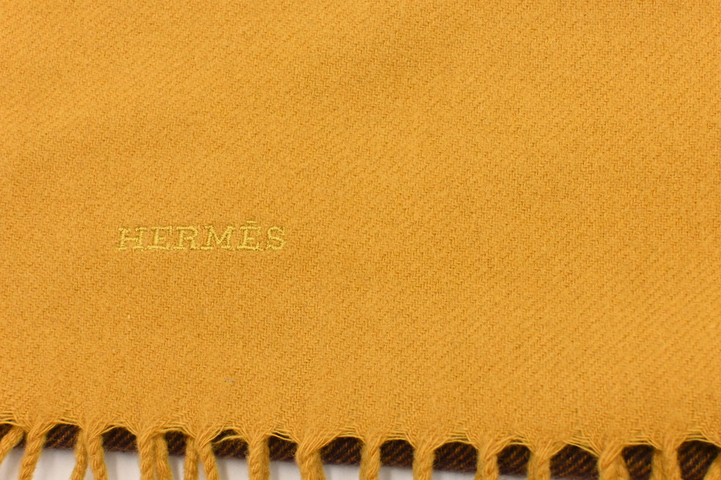 Hermes Scarf in Yellow and Purple Cashmere