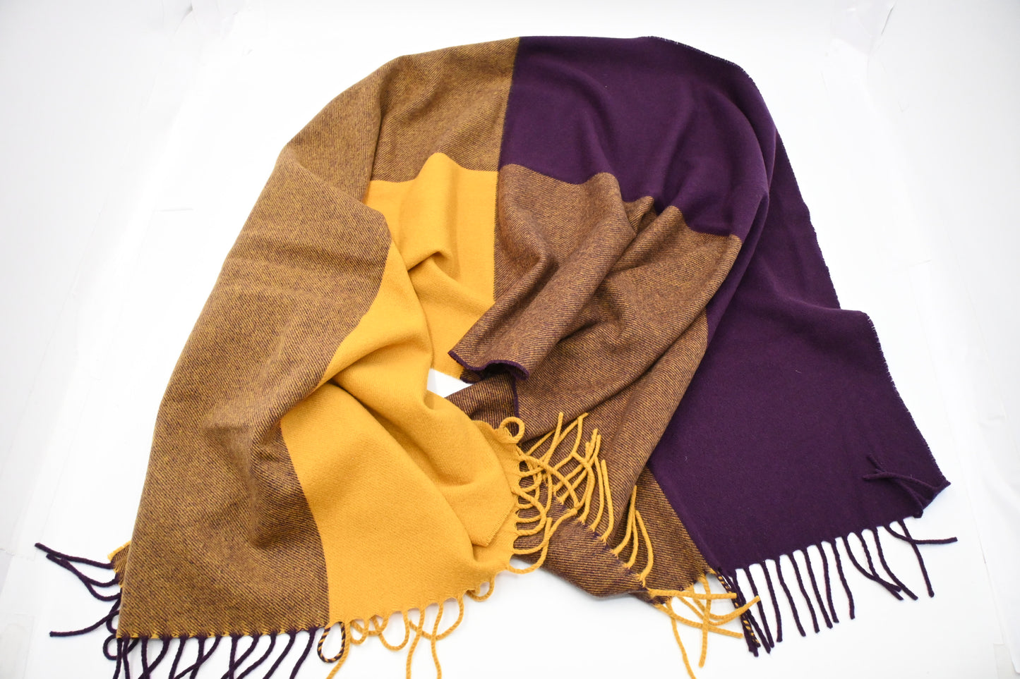 Hermes Scarf in Yellow and Purple Cashmere