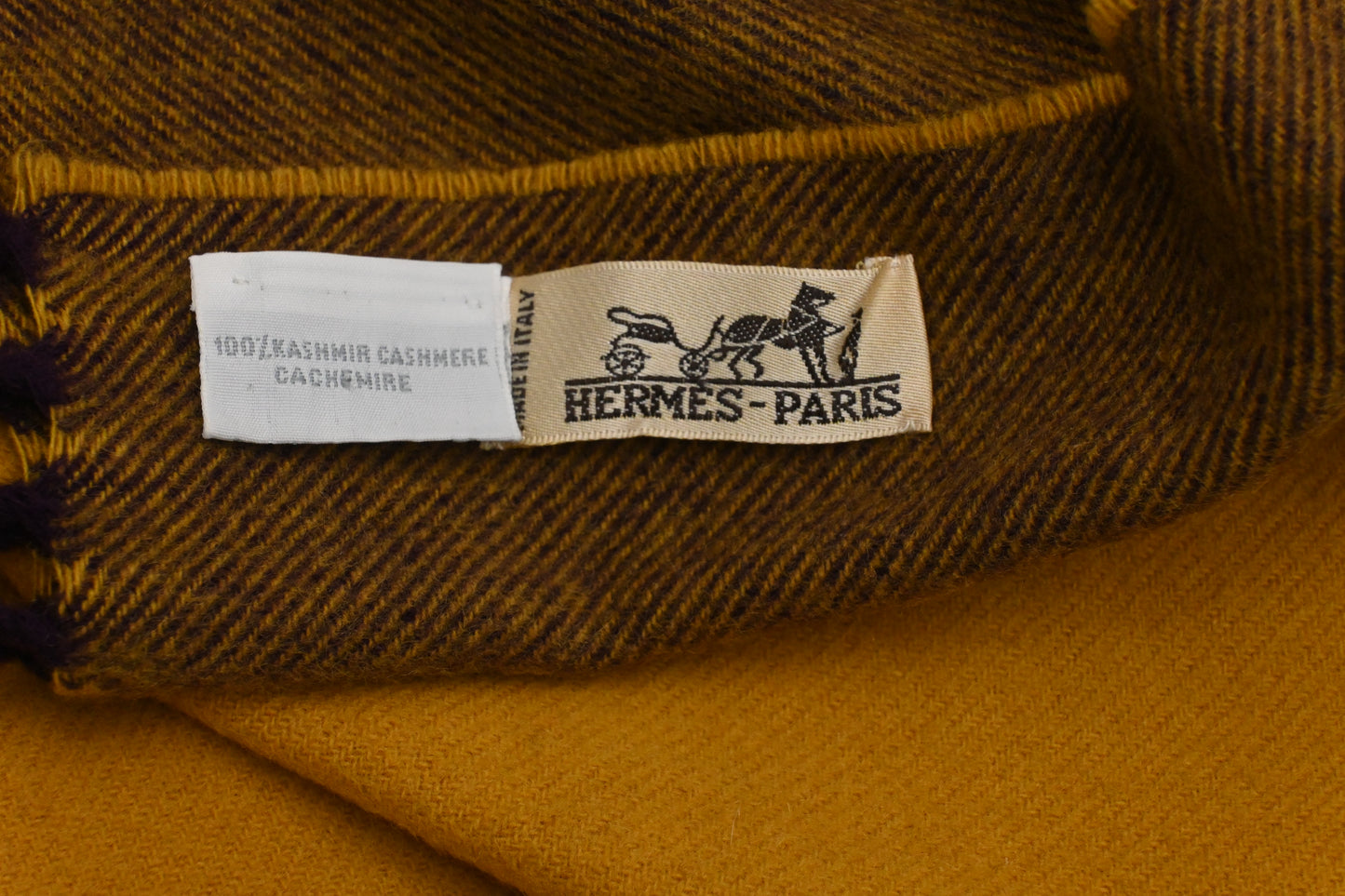 Hermes Scarf in Yellow and Purple Cashmere