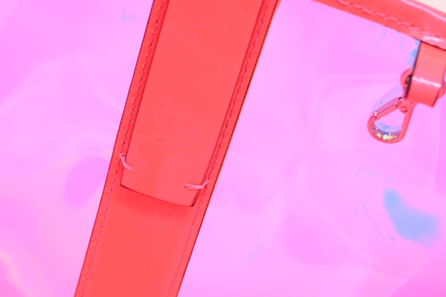 Louboutin Small Cabata in Pink Flourescent Vinyl