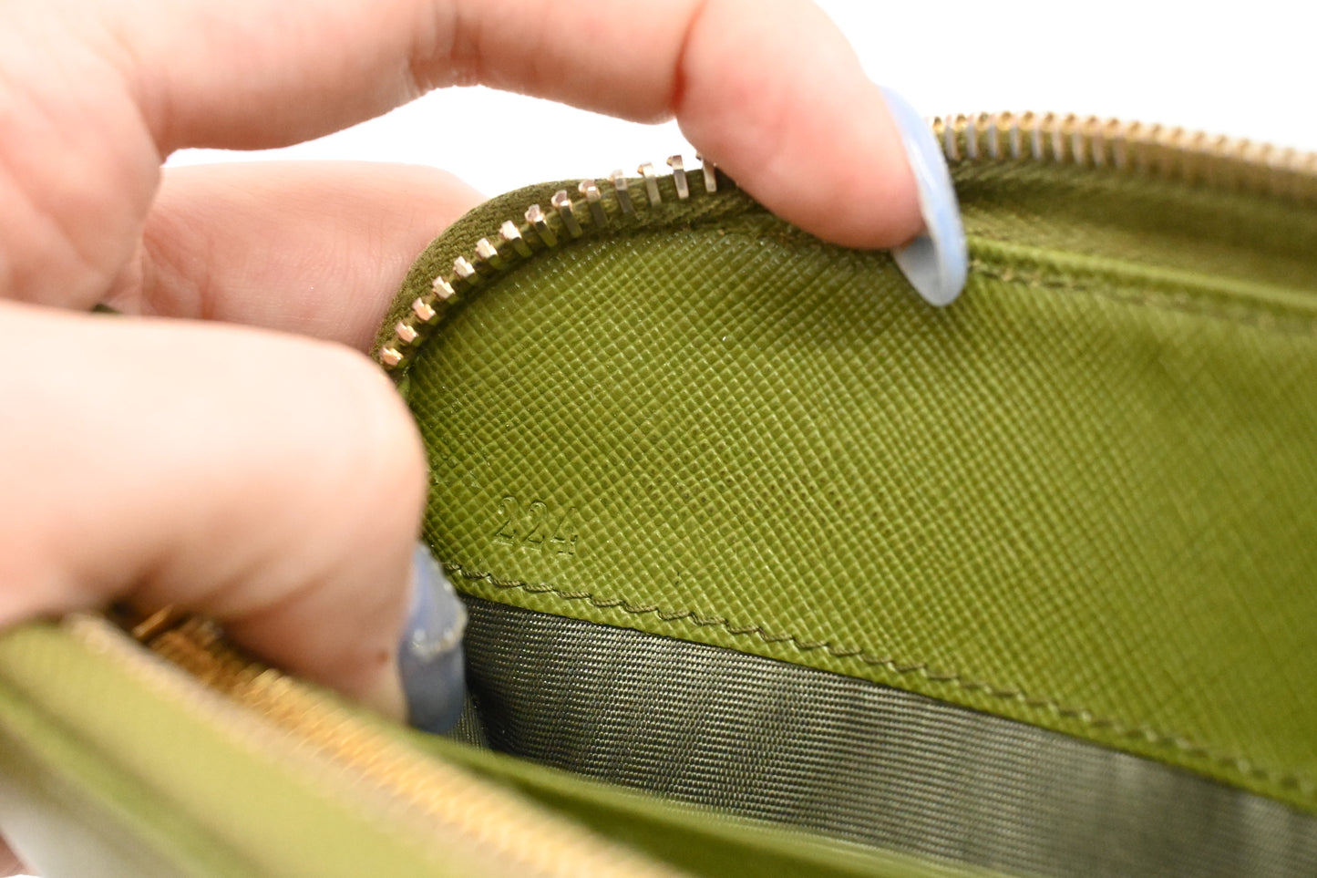 Prada Zippy Wallet in Green Leather
