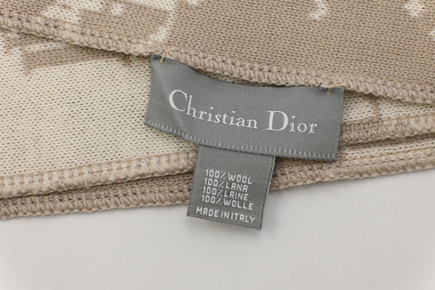 Dior Scarf in White and Beige Wool