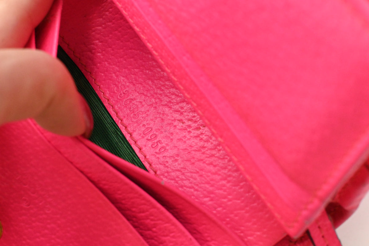 Gucci Card Case Wallet in Fluorescent Pink Floral Canvas