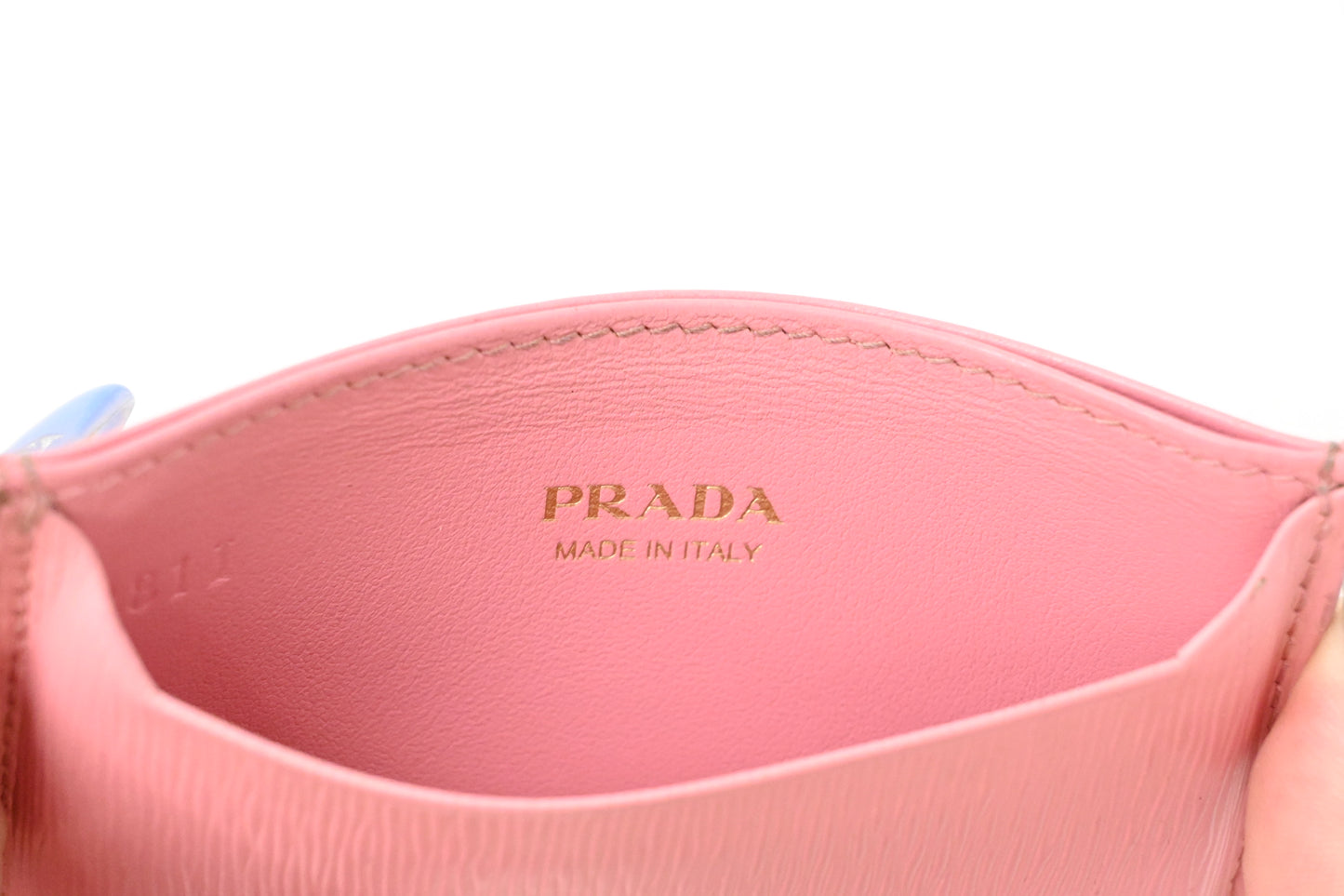 Prada Card Holder in Pink Leather