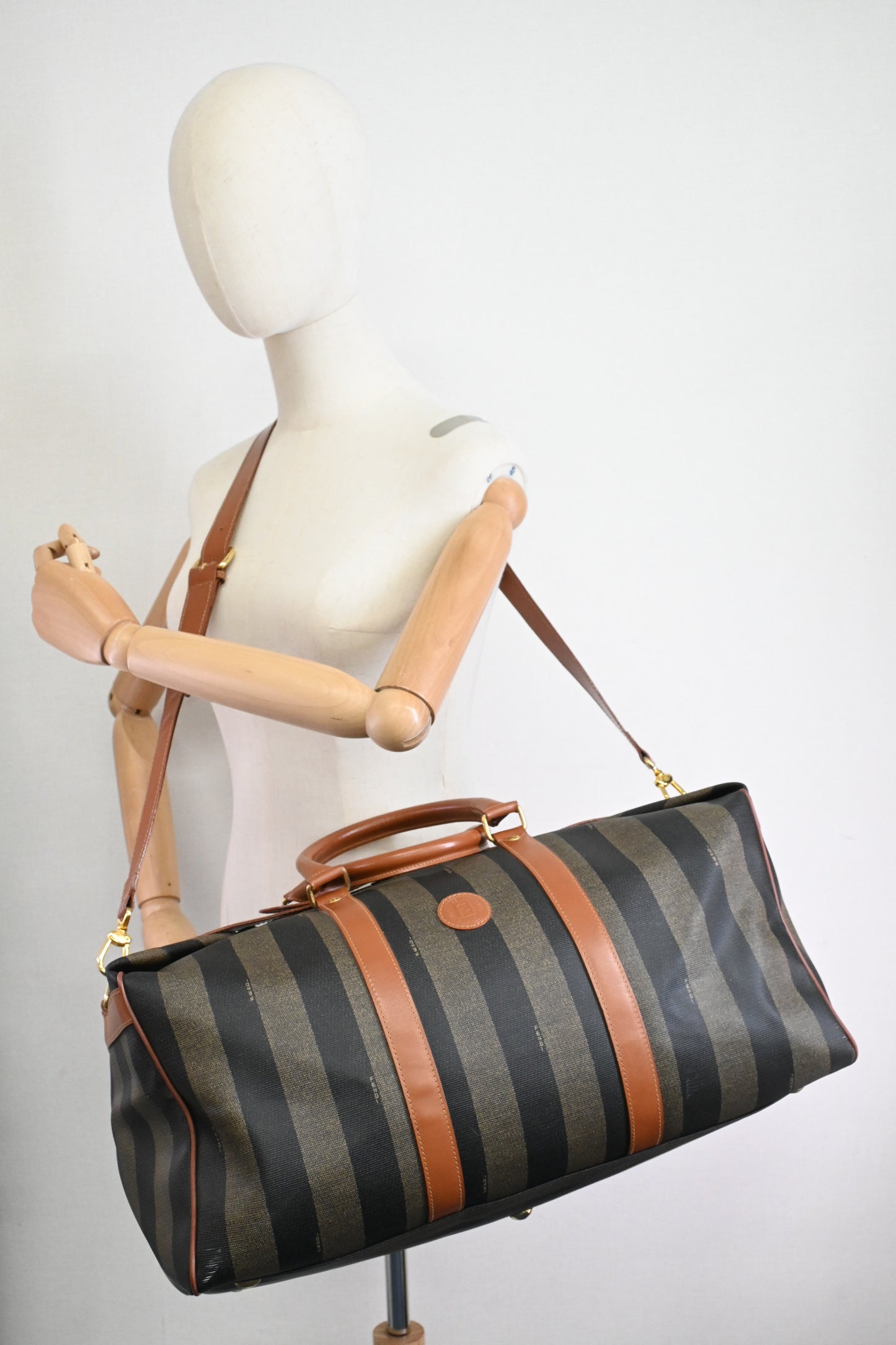 Fendi Travel Bag in Stripped Pequin Canvas