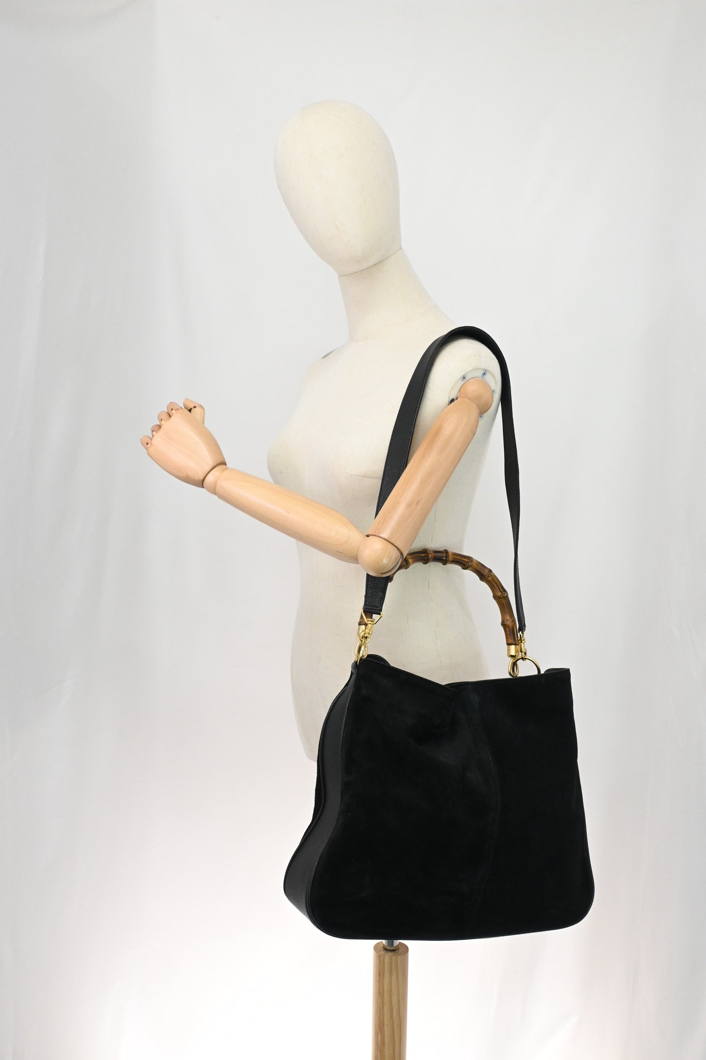 Gucci Bamboo Hobo Bag in Black Suede