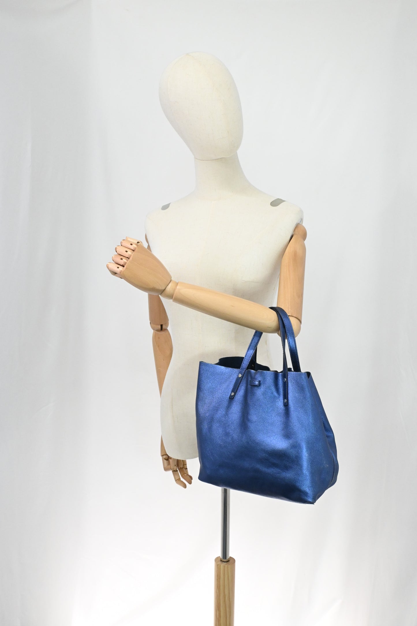 Tiffany & Co. Small Reversible Tote in Metallic Blue Leather