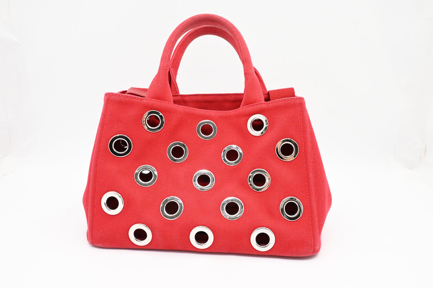 Prada Canapa Grommet in Red Canvas