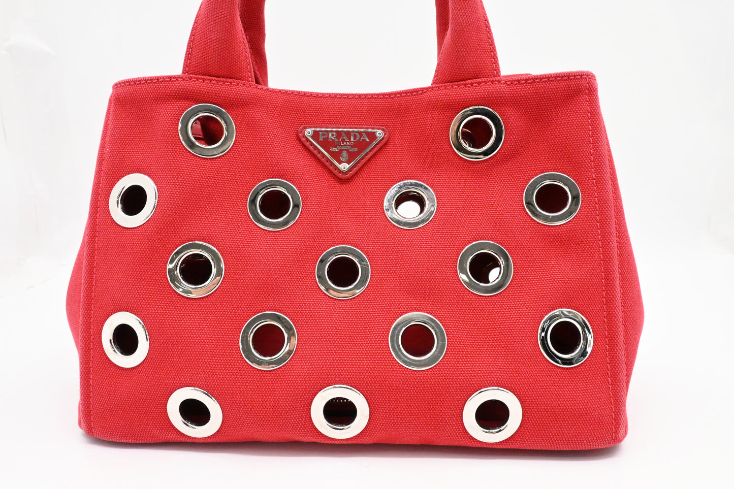 Prada Canapa Grommet in Red Canvas