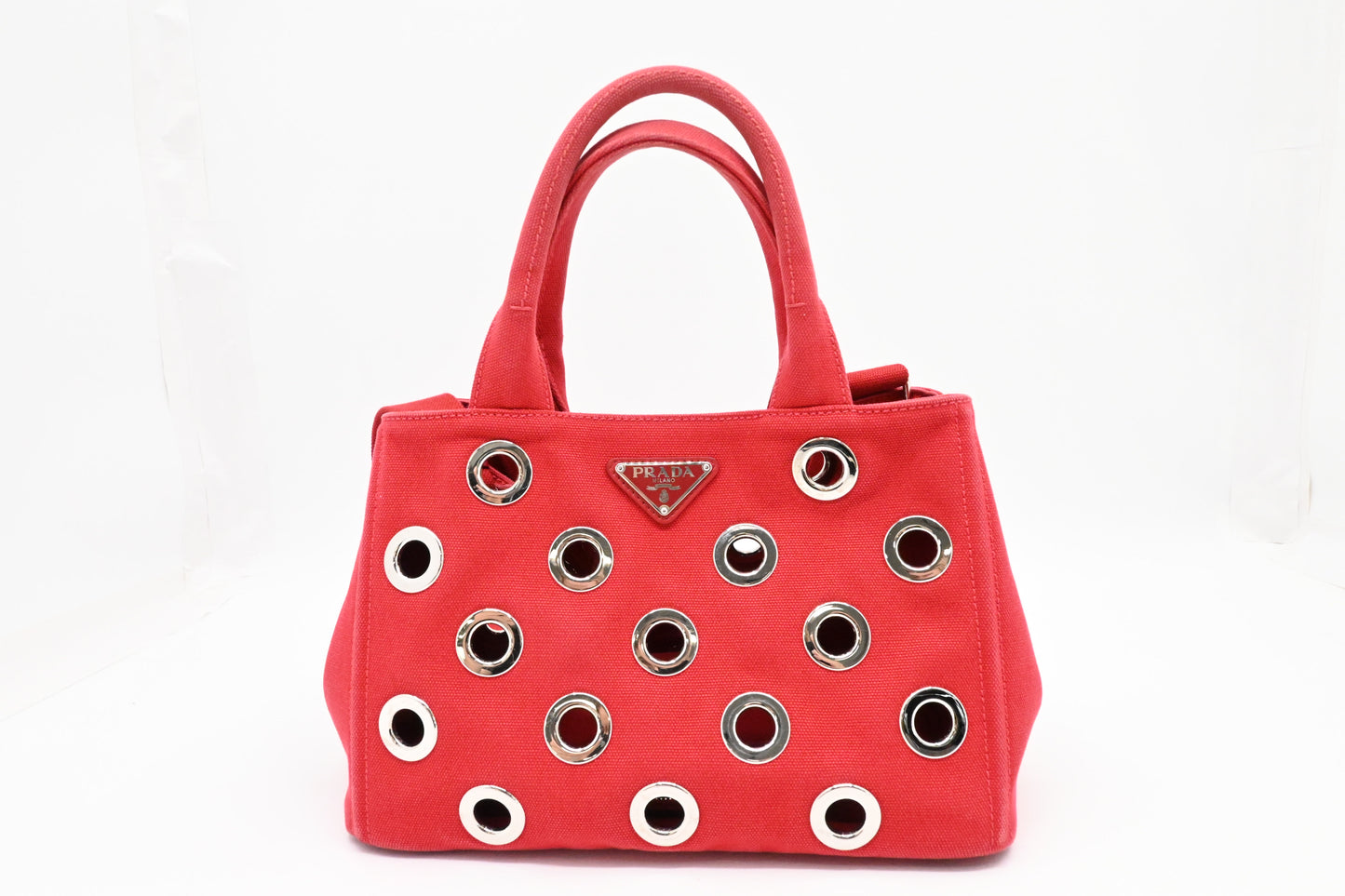 Prada Canapa Grommet in Red Canvas