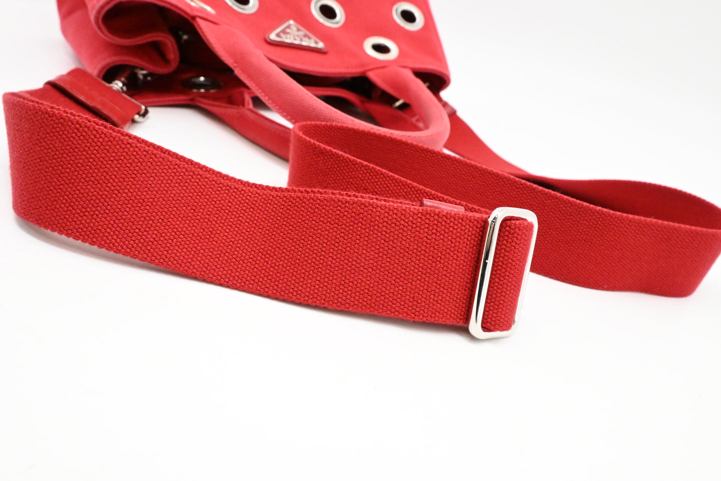 Prada Canapa Grommet in Red Canvas