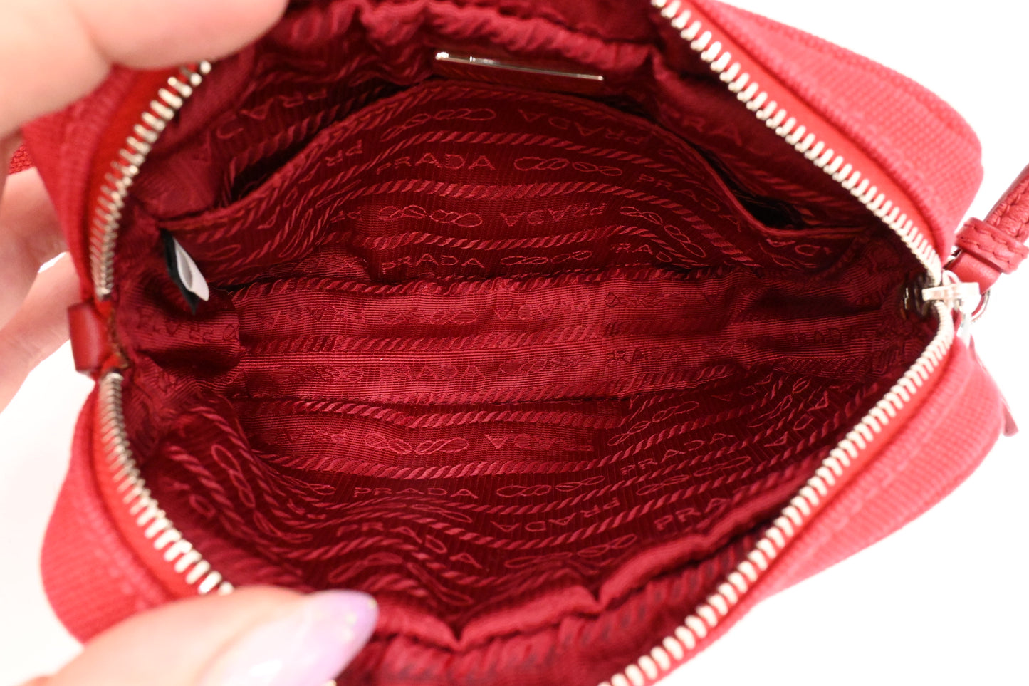 Prada Canapa Grommet in Red Canvas