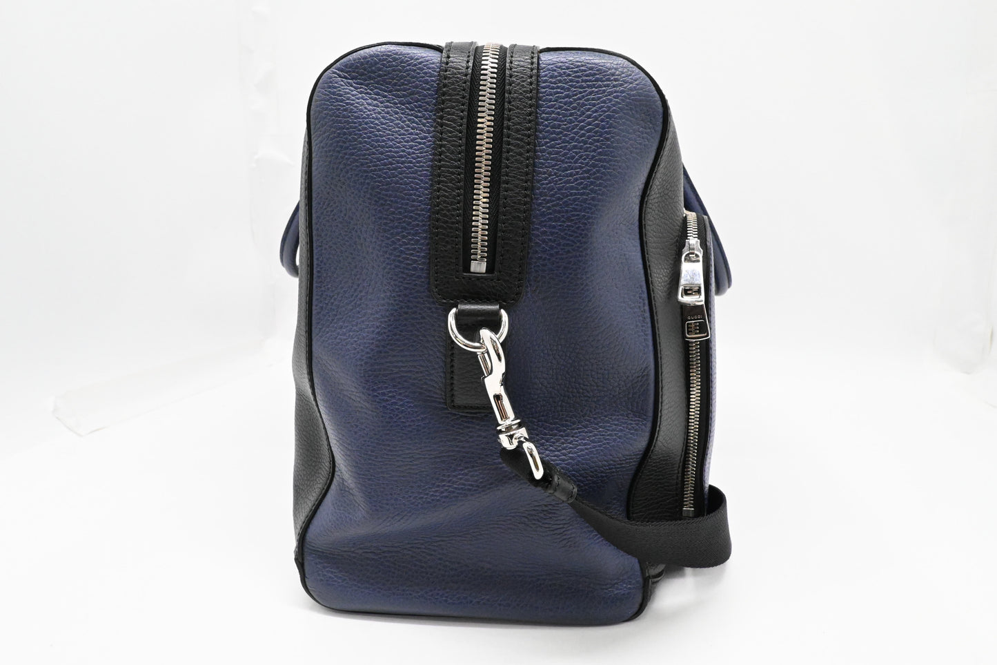 Gucci Cosmopolis Travel Bag in Black & Blue Leather