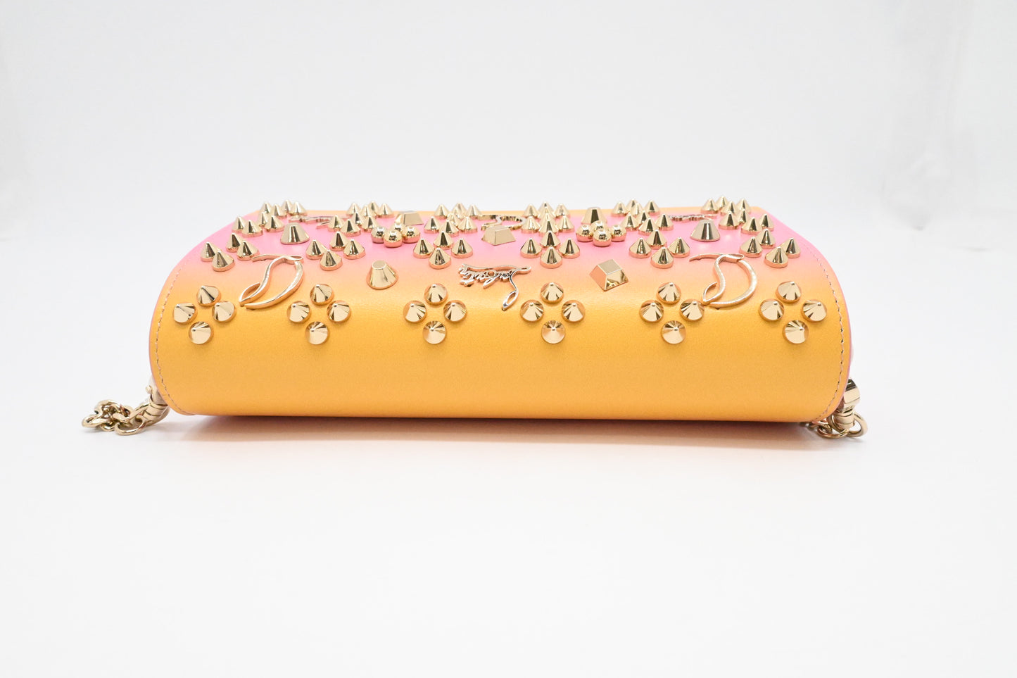 Louboutin Small Paloma Clutch in Yellow and Pink Loubinthesky Leather