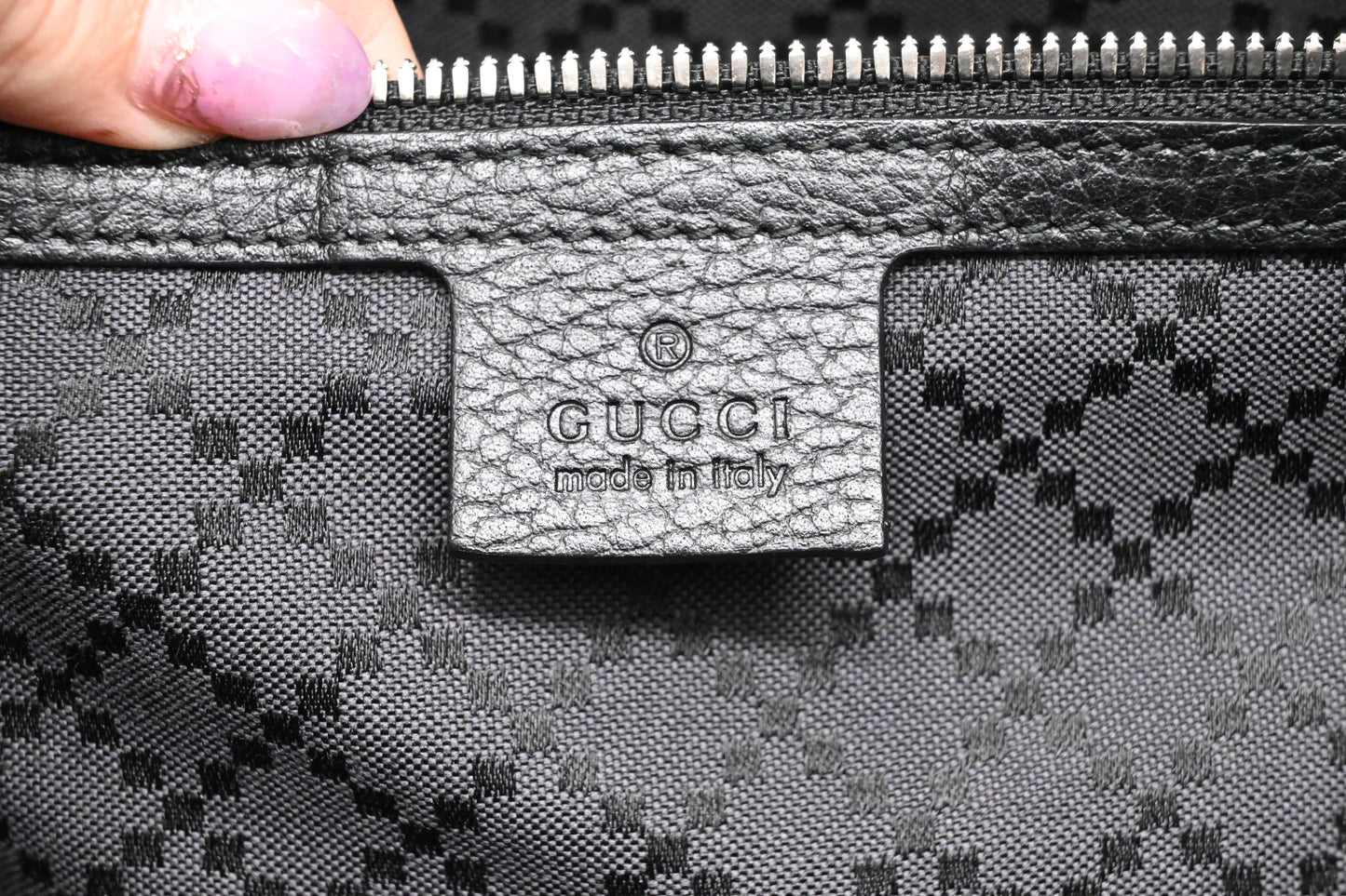 Gucci Cosmopolis Travel Bag in Black & Blue Leather