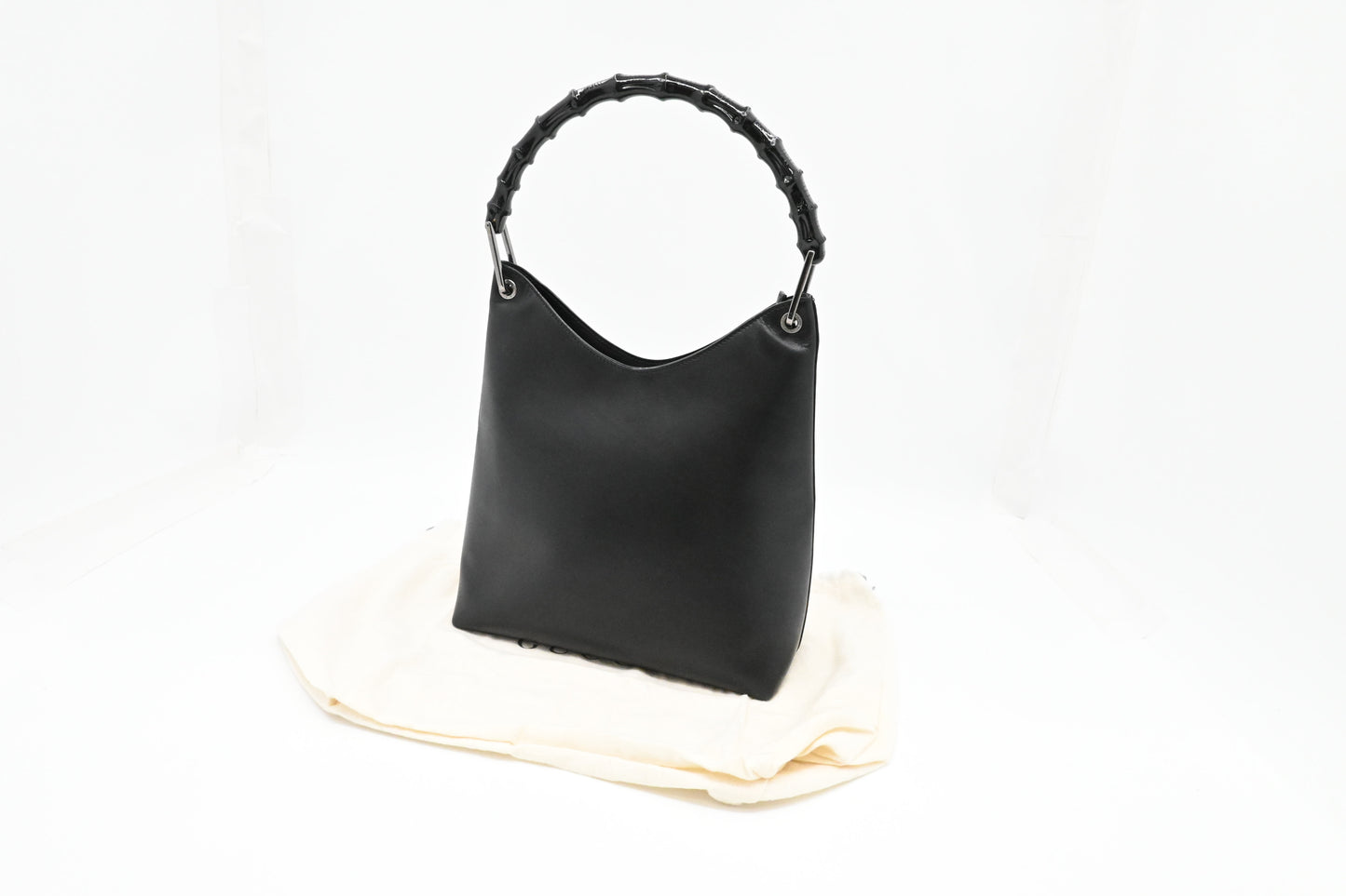 Gucci Bamboo Handbag in Black Leather