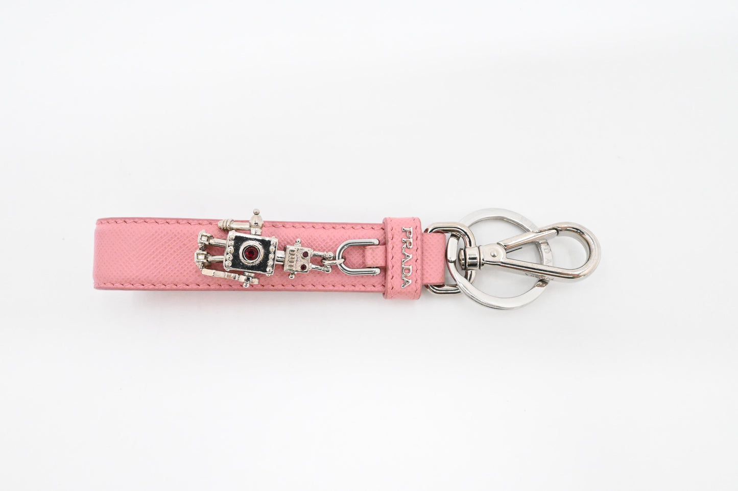 Prada Keychain in Pink Saffiano Leather