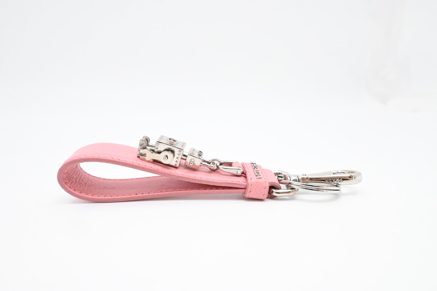 Prada Keychain in Pink Saffiano Leather