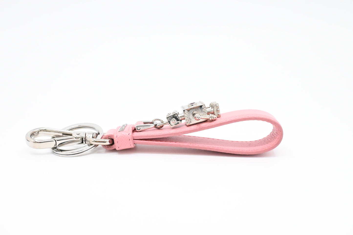 Prada Keychain in Pink Saffiano Leather