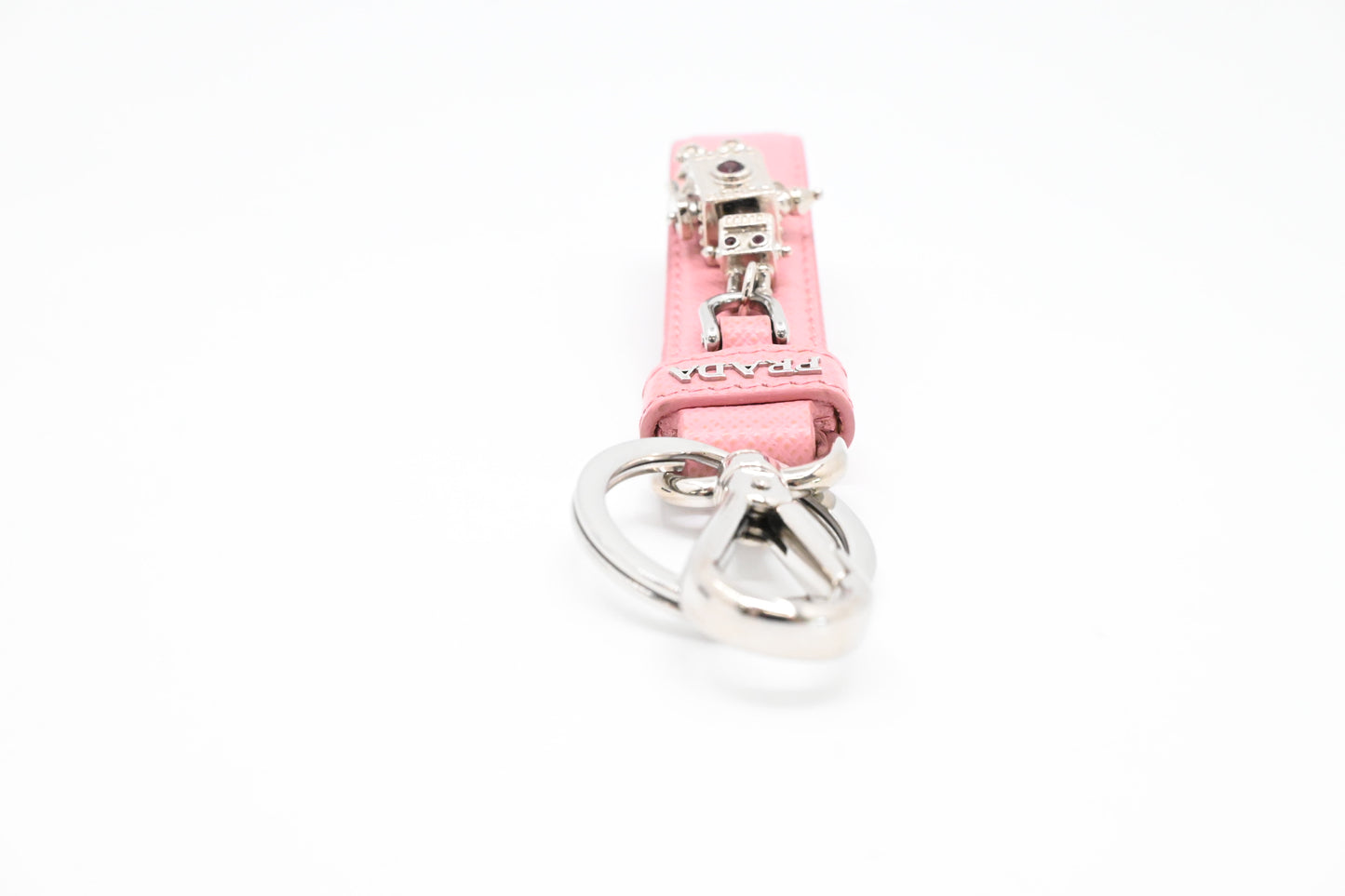 Prada Keychain in Pink Saffiano Leather