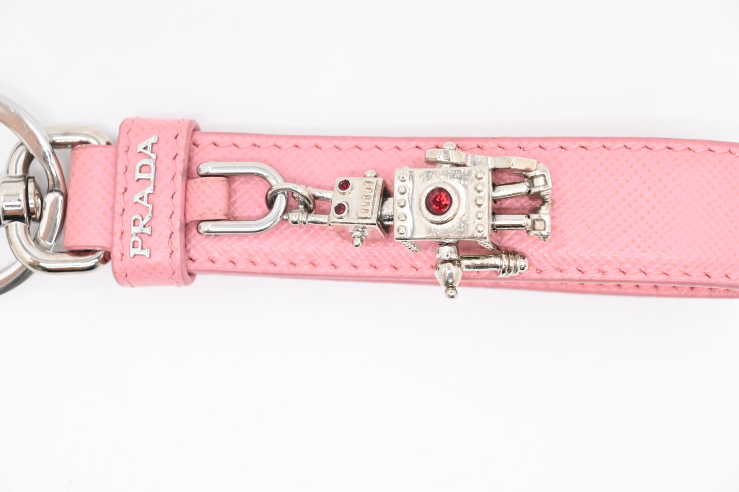 Prada Keychain in Pink Saffiano Leather