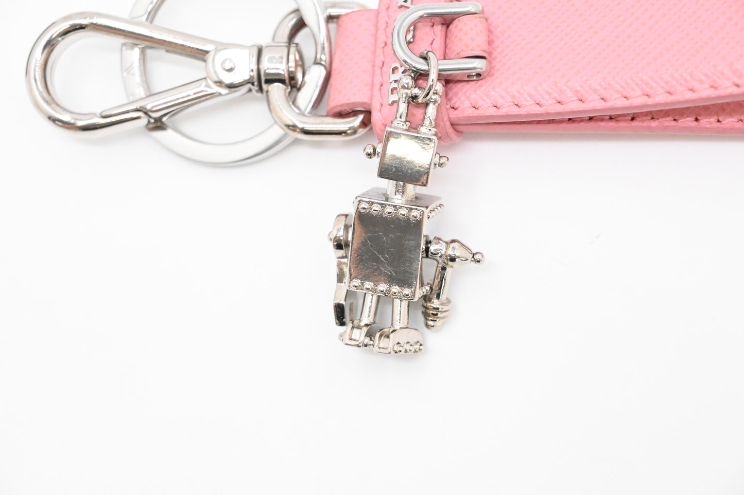 Prada Keychain in Pink Saffiano Leather